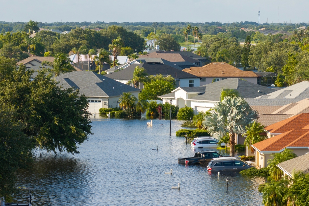 Hurricane Debby flooded homes and cars in Laurel Meadows community in Sarasota, Florida.