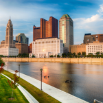 View of Columbus, Ohio, from the Scioto River.